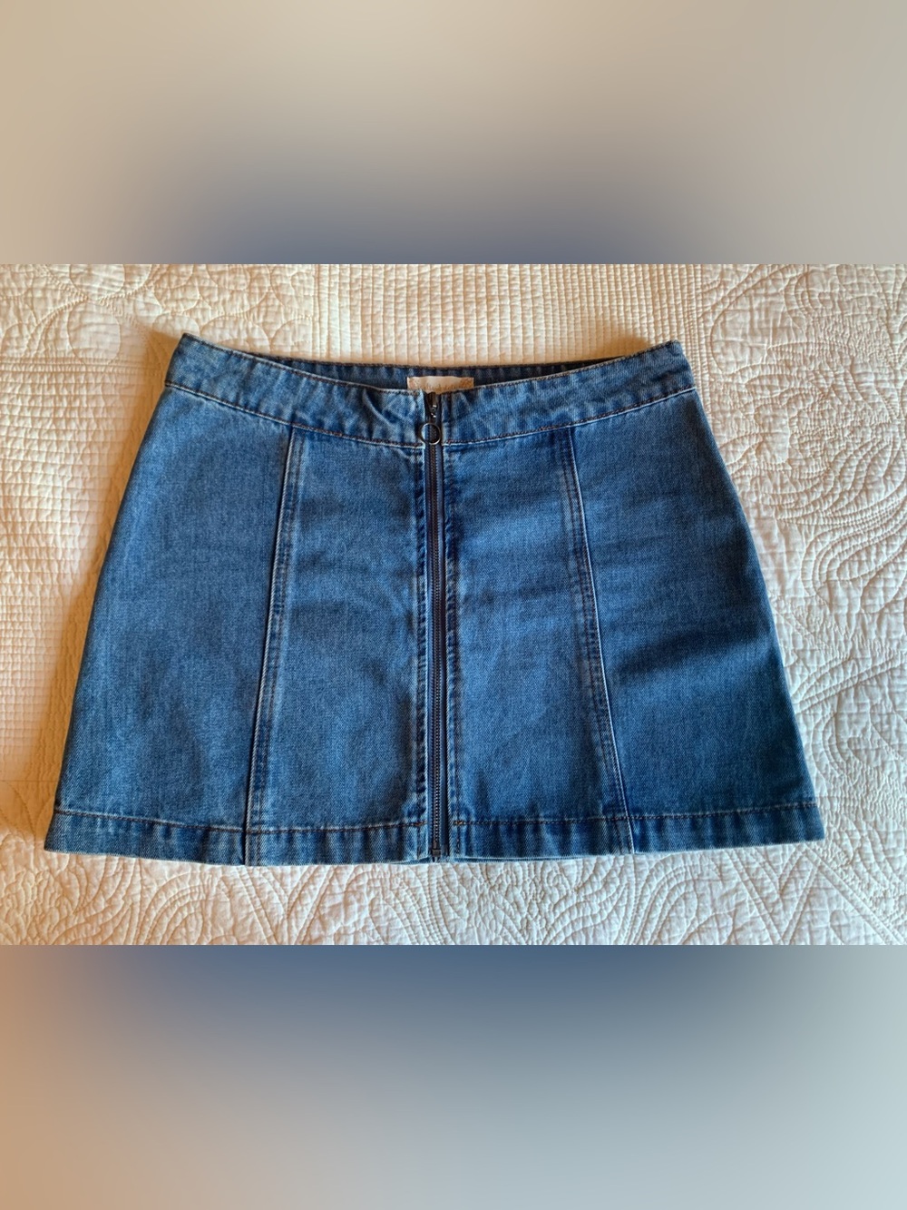 Altar'd State zipper-front denim mini skirt